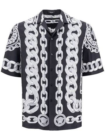 "printed silk medusa chains bowling shirt - VERSACE - BALAAN 1