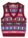 Logo Wool Mix Vest Red - GANNI - BALAAN 2