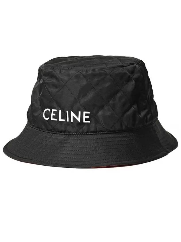 Logo Quilted Nylon Twill Bucket Hat Black - CELINE - BALAAN 3