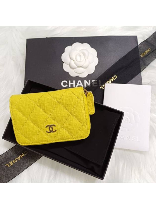 Classic caviar zipper card wallet yellow gold AP0216B09731NL296 - CHANEL - BALAAN 1