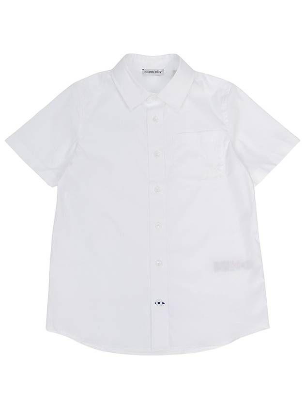 Kids Cotton Short Sleeve Shirt White - BURBERRY - BALAAN 2