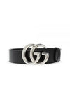 Women's GG Marmont Wide Belt Black Silver - GUCCI - BALAAN.