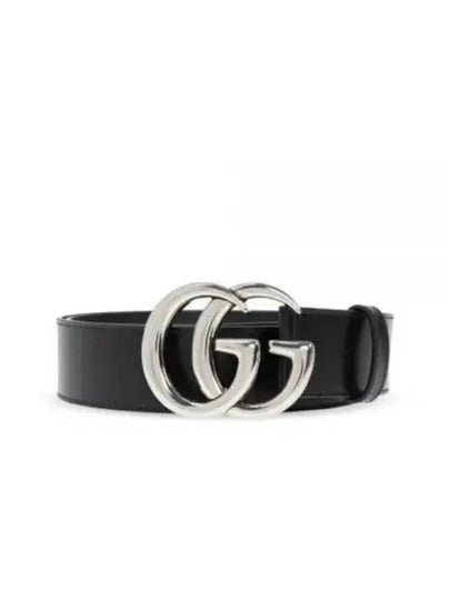 GG Marmont Wide Leather Belt Black - GUCCI - BALAAN 2