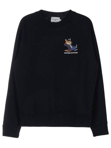 Men s Logo Print Sweatshirt Black JM00331KM0001 - MAISON KITSUNE - BALAAN 1