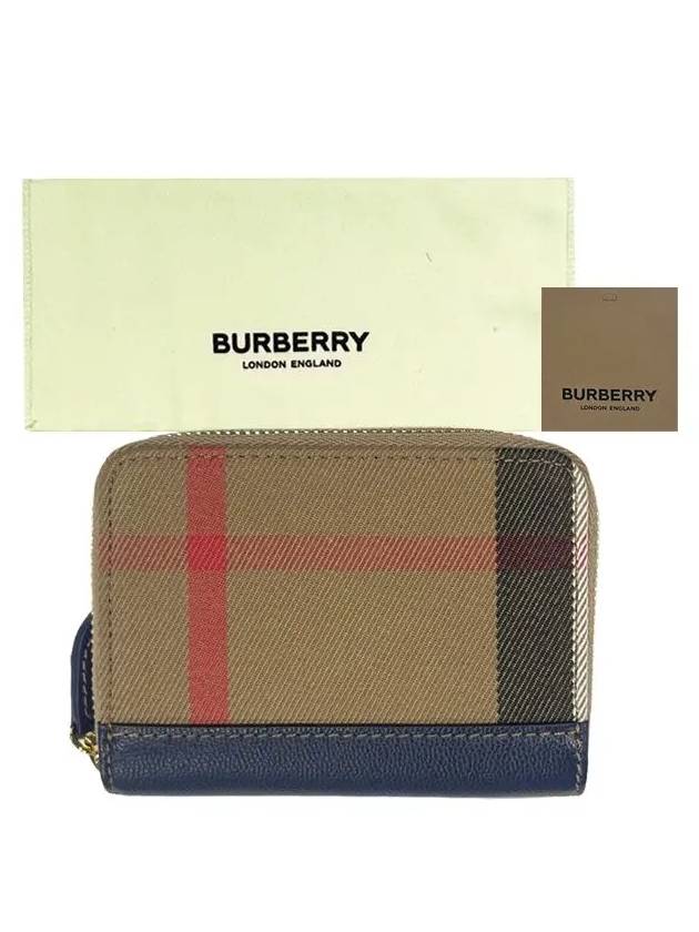 Check Zipper Around Card Wallet Dark Navy Brown - BURBERRY - BALAAN 9