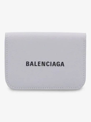 Logo Tripold Leather Half-Wallet Light Grey - BALENCIAGA - BALAAN 1