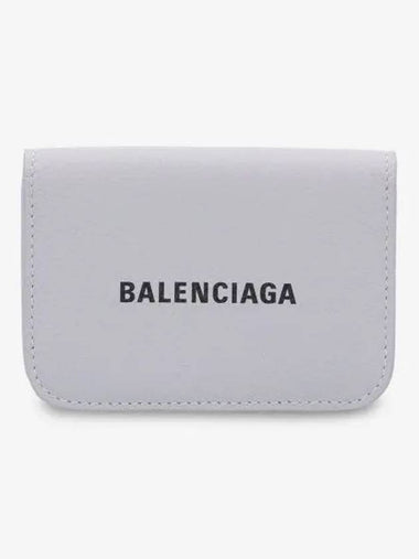 Logo Tripold Leather Half-Wallet Light Grey - BALENCIAGA - BALAAN 1