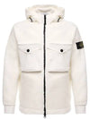 Men's Wappen Patch Shearling Hooded Jacket White - STONE ISLAND - BALAAN 2