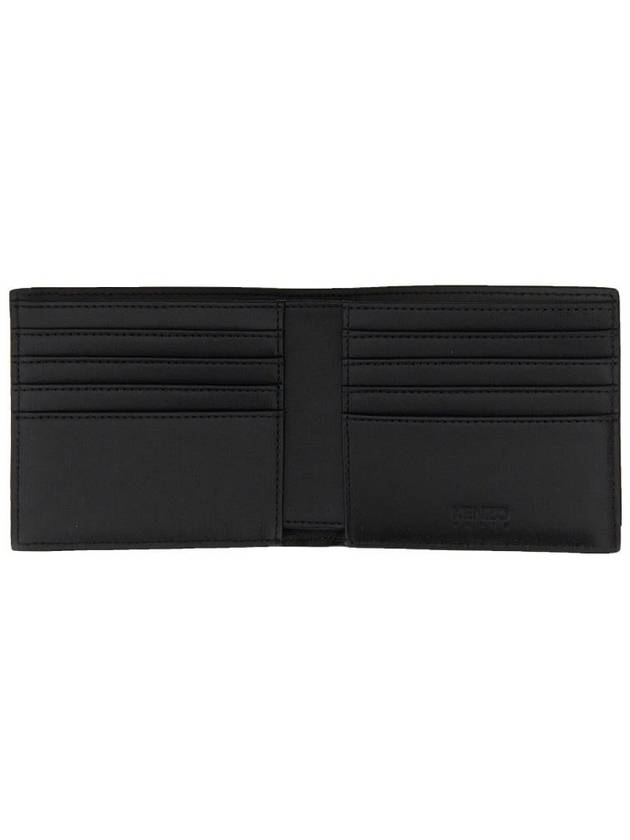 Frontal Logo Leather Half Wallet Black - KENZO - BALAAN 5