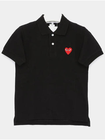 Heart Logo Classic Collar Women s PK T shirt P1T0051 BLACK - COMME DES GARCONS - BALAAN 1