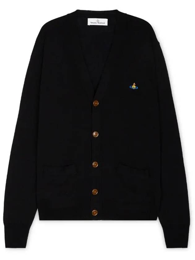 Embroidery Logo Fine Wool Cardigan Black - VIVIENNE WESTWOOD - BALAAN 4