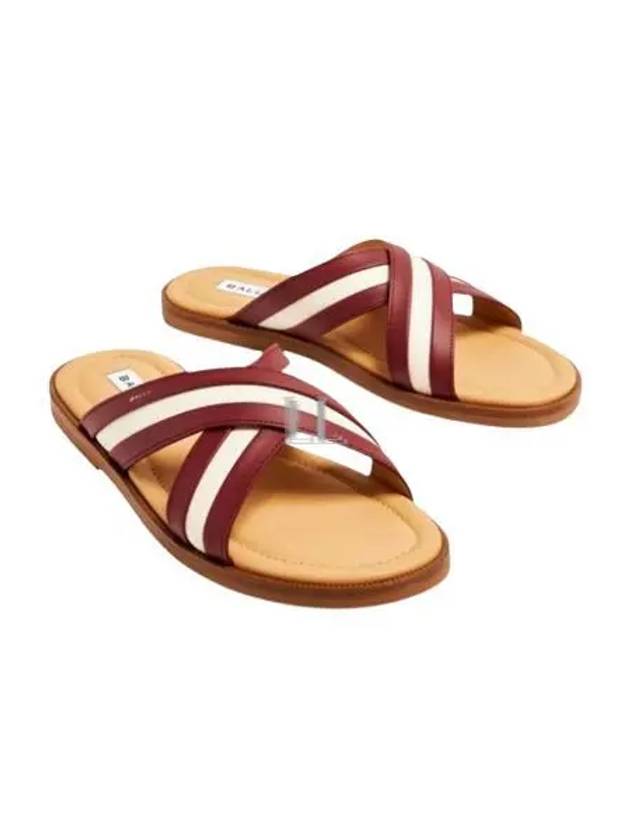 Crossover Strap Leather Sandals Beige Red - BALLY - BALAAN 2