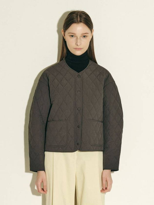 Round Sleeve Crop Quilting Jacket Charcoal - JUN BY JUN K - BALAAN 1