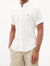 Embroidered logo midweight linen short sleeve shirt - POLO RALPH LAUREN - BALAAN 2