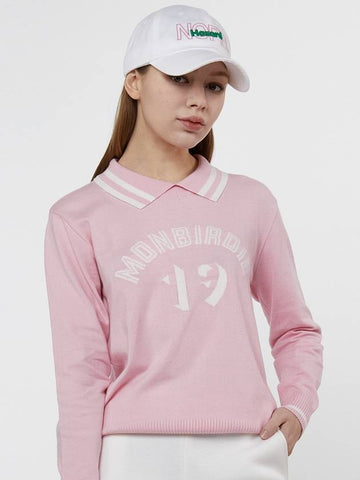 MONBIRDIE 19 KNITTED Collar neck soft knit t-shirt PINK - MONBIRDIE GOLF - BALAAN 1