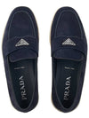 Triangle Logo Suede Loafers Navy - PRADA - BALAAN 7