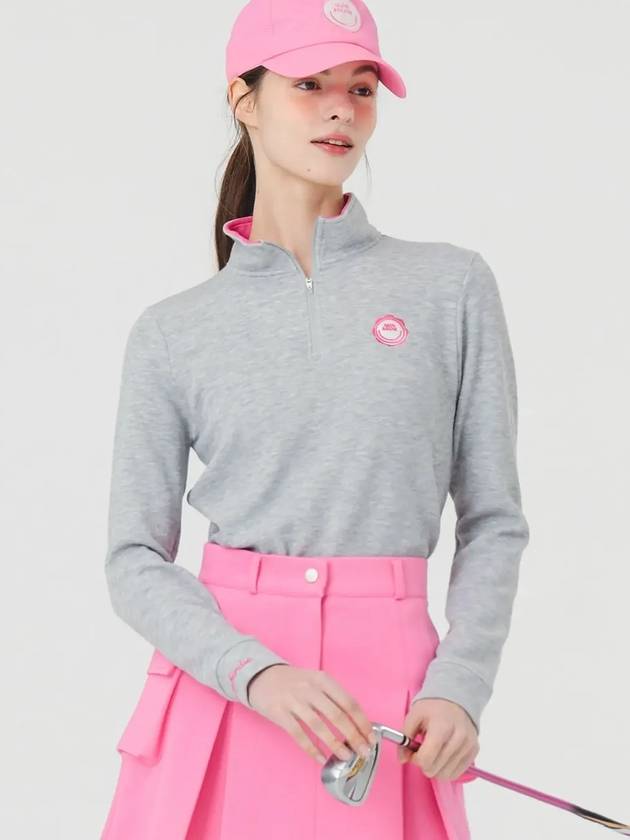 Long sleeve color combination half zip-up t-shirt GRAY - MONBIRDIE GOLF - BALAAN 9