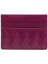 Intrecciato Leather Card Wallet Purple - BOTTEGA VENETA - BALAAN 1