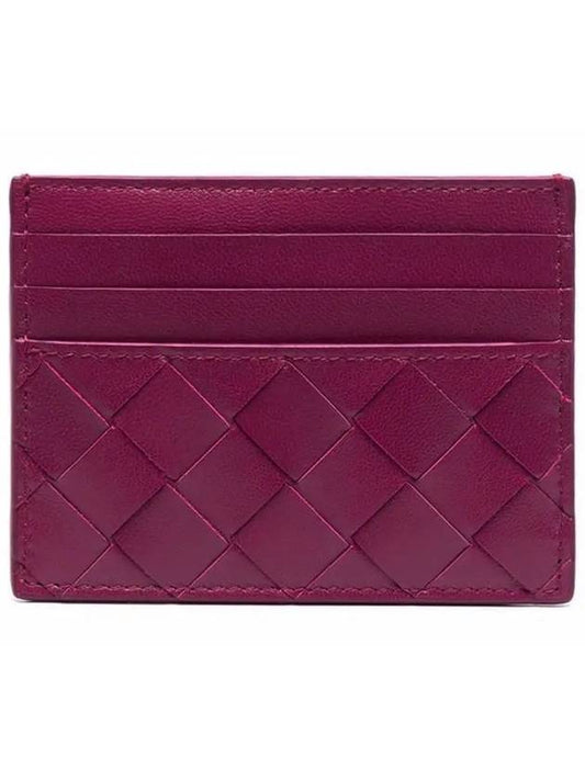 Intrecciato Leather Card Wallet Purple - BOTTEGA VENETA - BALAAN 1