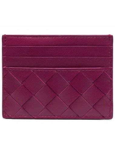 Intrecciato Leather Card Wallet Purple - BOTTEGA VENETA - BALAAN 1