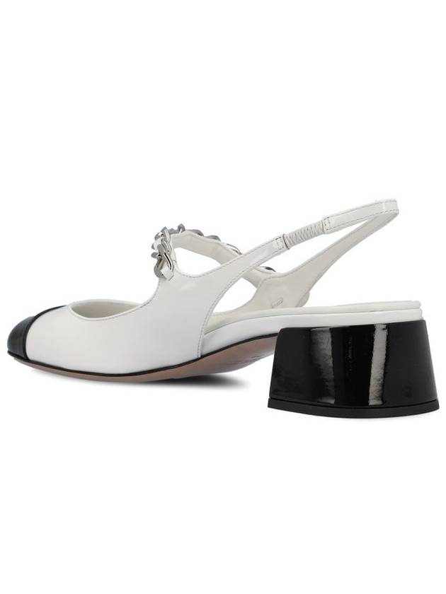 Two Tone Patent Leather Slingback Pumps White - MIU MIU - BALAAN 4