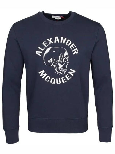 Embroidered Logo Sweatshirt Navy - ALEXANDER MCQUEEN - BALAAN 2