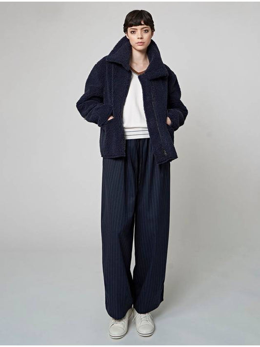 Fake Lambs Fur Jacket Navy - ATHPLATFORM - BALAAN 1