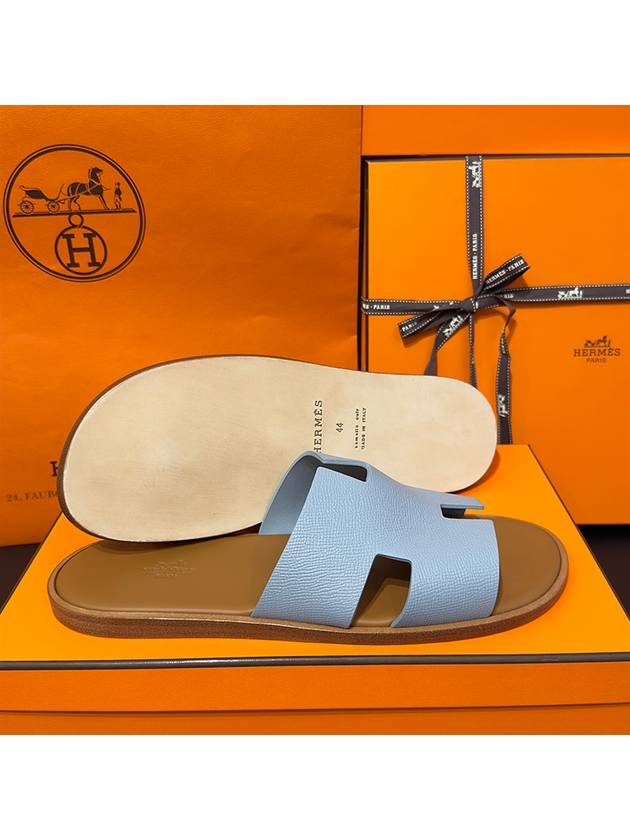 Men's Izmir Sandals Calfskin Sky Blue Brown Two Tone - HERMES - BALAAN 6