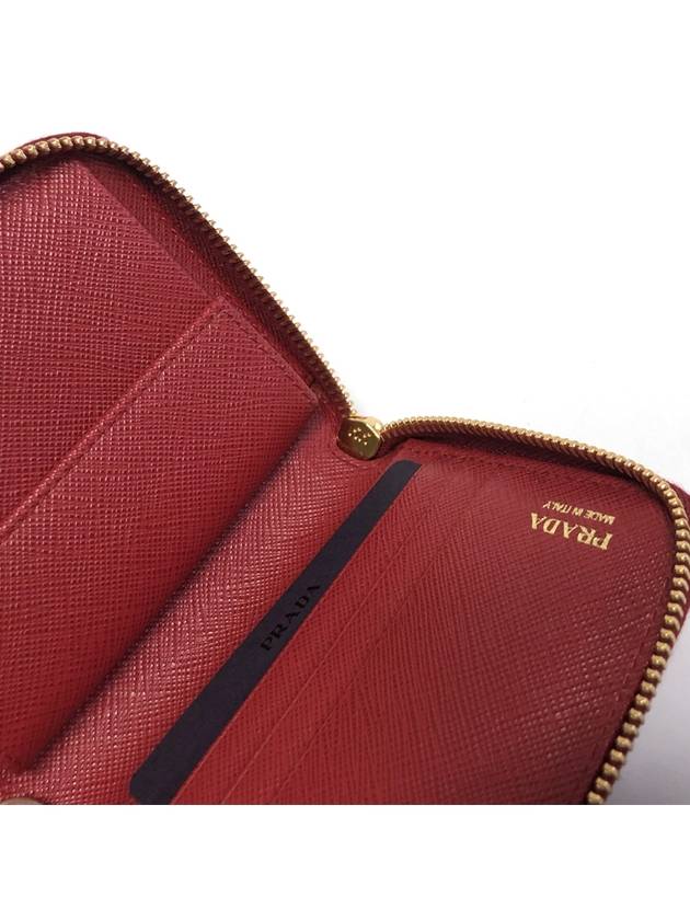 Saffiano Zip Around Half Wallet Red - PRADA - BALAAN 4