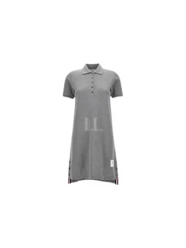 Classic Cotton Pique Center Back Stripe A-Line Short Sleeve Polo Shirt Short Dress Grey - THOM BROWNE - BALAAN 2