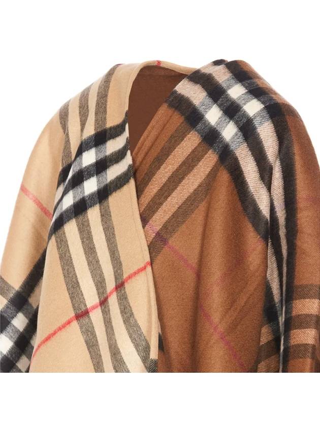 Contrast Check Wool Cashmere Cape Brown - BURBERRY - BALAAN 6