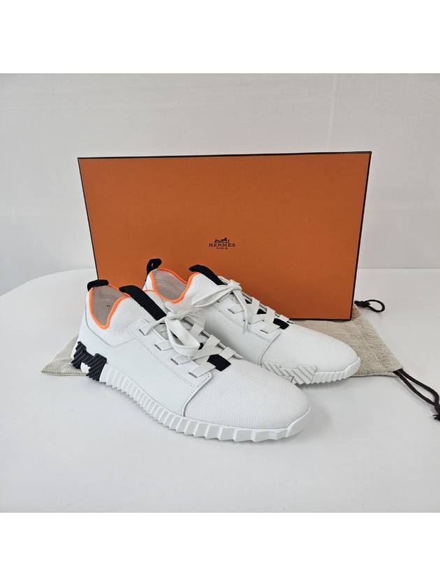 Depart Knit Calfskin Low Sneakers Blanc - HERMES - BALAAN 3