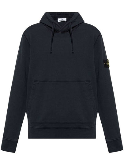 Cotton Fleece Garment Dyed Hoodie Dark Navy - STONE ISLAND - BALAAN 2