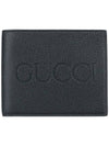 engraved logo bifold wallet black - GUCCI - 3