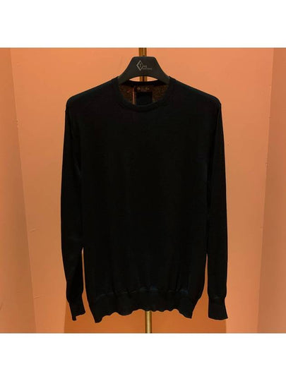 Men's Cash Light Crew Neck Knit Top Black - LORO PIANA - BALAAN 2