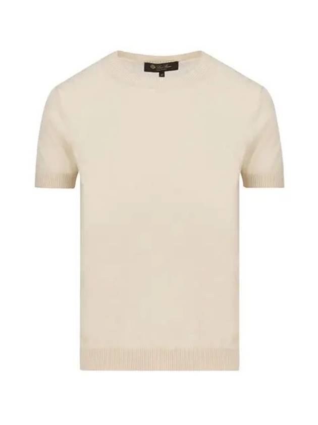 Val di Orsha Classic Cashmere Short Sleeve Knit Rice Milk Women FAM7976 A08U - LORO PIANA - BALAAN 2