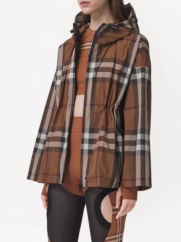 Check Hooded Jacket Dark Birch Brown - BURBERRY - BALAAN 4