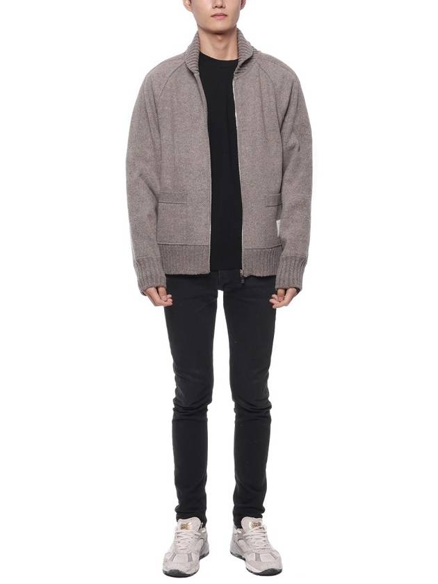 Alpaca Wool Zipper Bomber Jacket Grey - THOM BROWNE - BALAAN 4