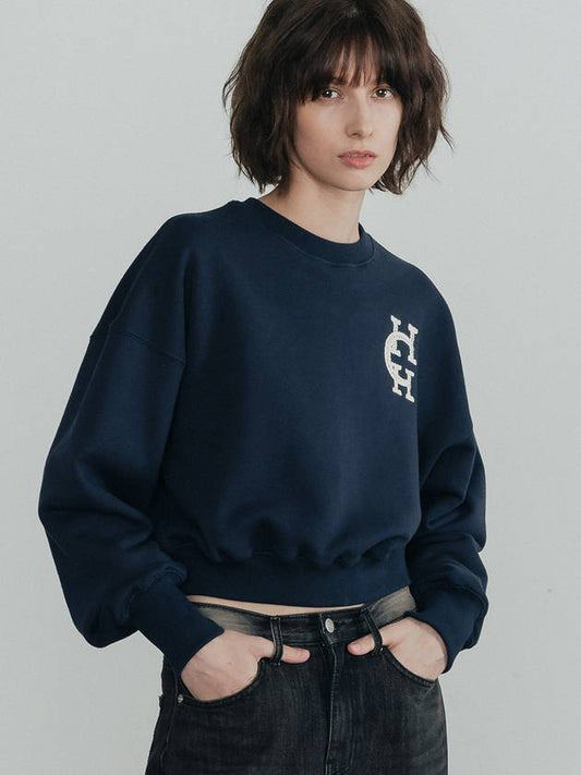 Classic Symbol Logo Crop SweatshirtNavy - HARDCORE HAPPINESS - BALAAN 1