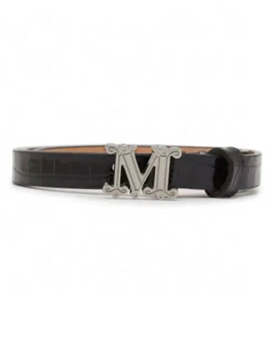 Mgraziata 15 Croc Leather Belt Black - MAX MARA - BALAAN 2