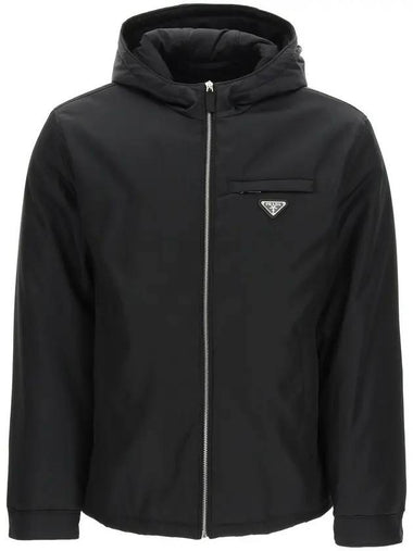 Men's Re-Nylon Hooded Zip Jacket Black - PRADA - BALAAN 1