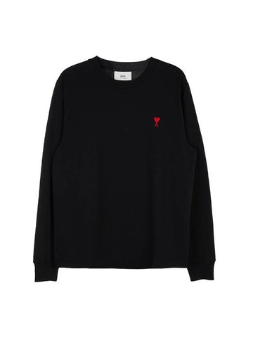 Small Heart Logo Sweatshirt Black - AMI - BALAAN 1