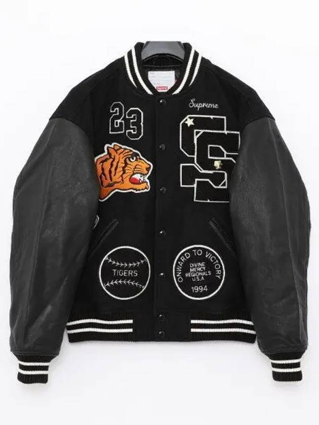 Tiger Varsity Leather Woolmix Men s Jacket FW23J80 BLACK 1040246 - SUPREME - BALAAN 1