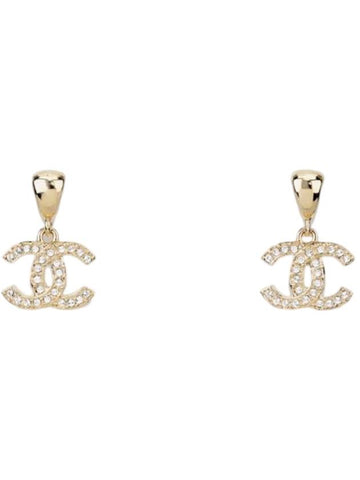 CC logo hoop drop earrings gold - CHANEL - BALAAN 1