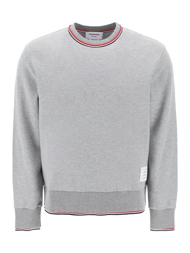 Logo Tab RWB Stripe Trimming Knit Top Grey - THOM BROWNE - BALAAN 1