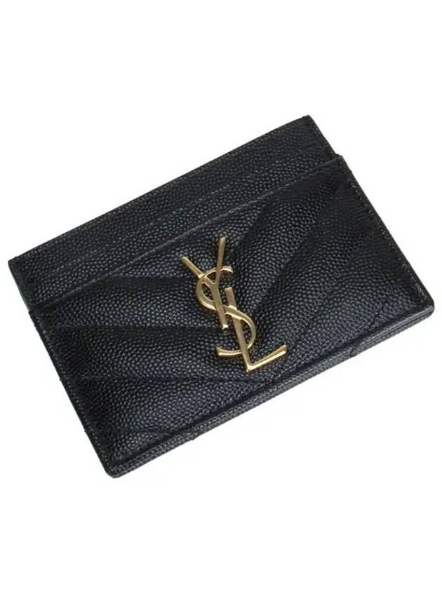 Gold Hardware Matelasse Caviar Leather Card Wallet Black - SAINT LAURENT - BALAAN 6