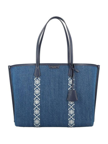 Perry Triple Compartment Tote Bag Denim Blue - TORY BURCH - BALAAN 1