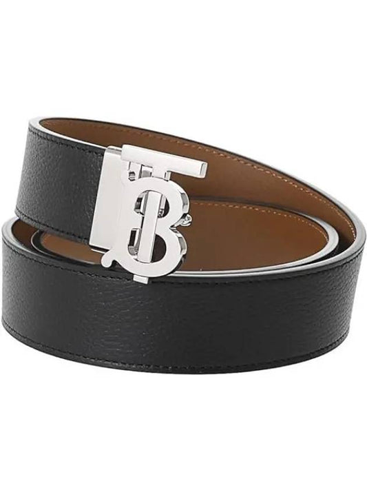 Reversible Monogram Leather Belt Black - BURBERRY - BALAAN 2