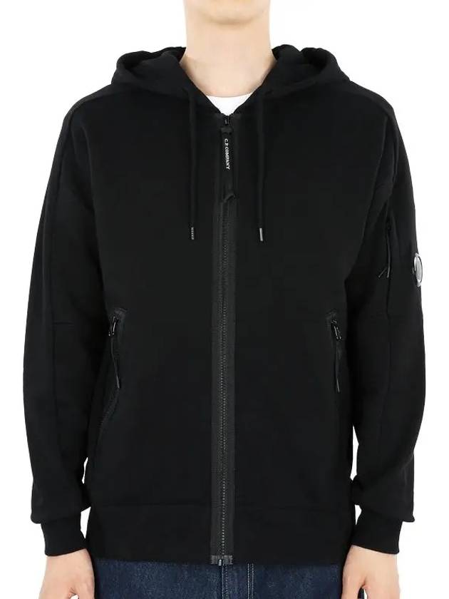 Diagonal Raised Fleece Lens Hooded Jacket Black - CP COMPANY - BALAAN 3