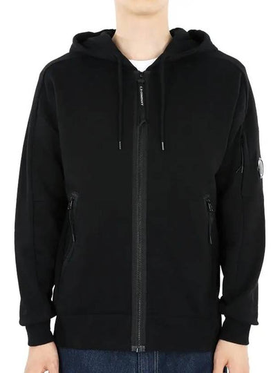 Diagonal Raised Fleece Lens Hooded Jacket Black - CP COMPANY - BALAAN 2